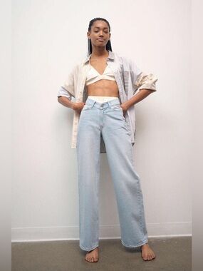 BDG Blue Dipped V-front Wide Leg Jean